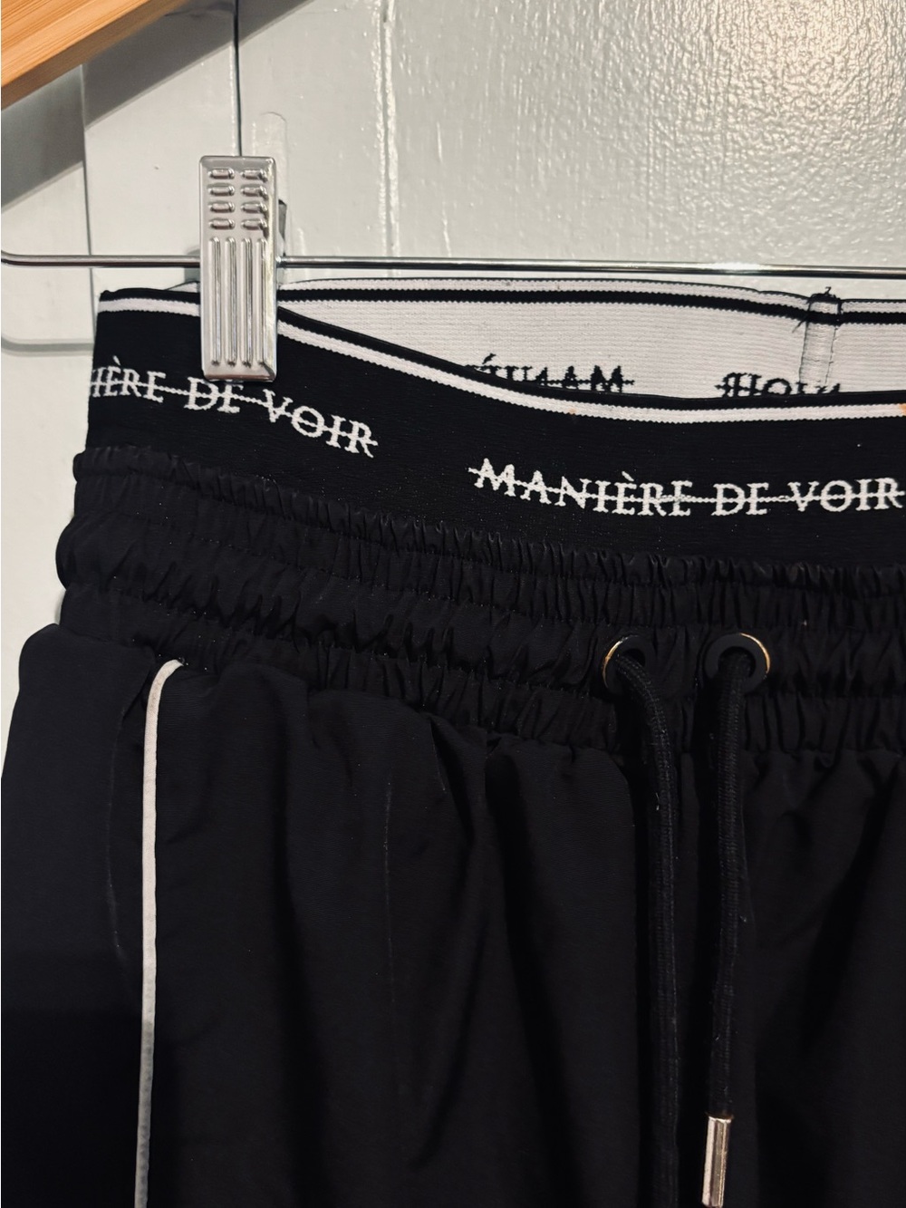 Women's Maniere De Voir Black Logo Track pants size small - Picture 2 of 4